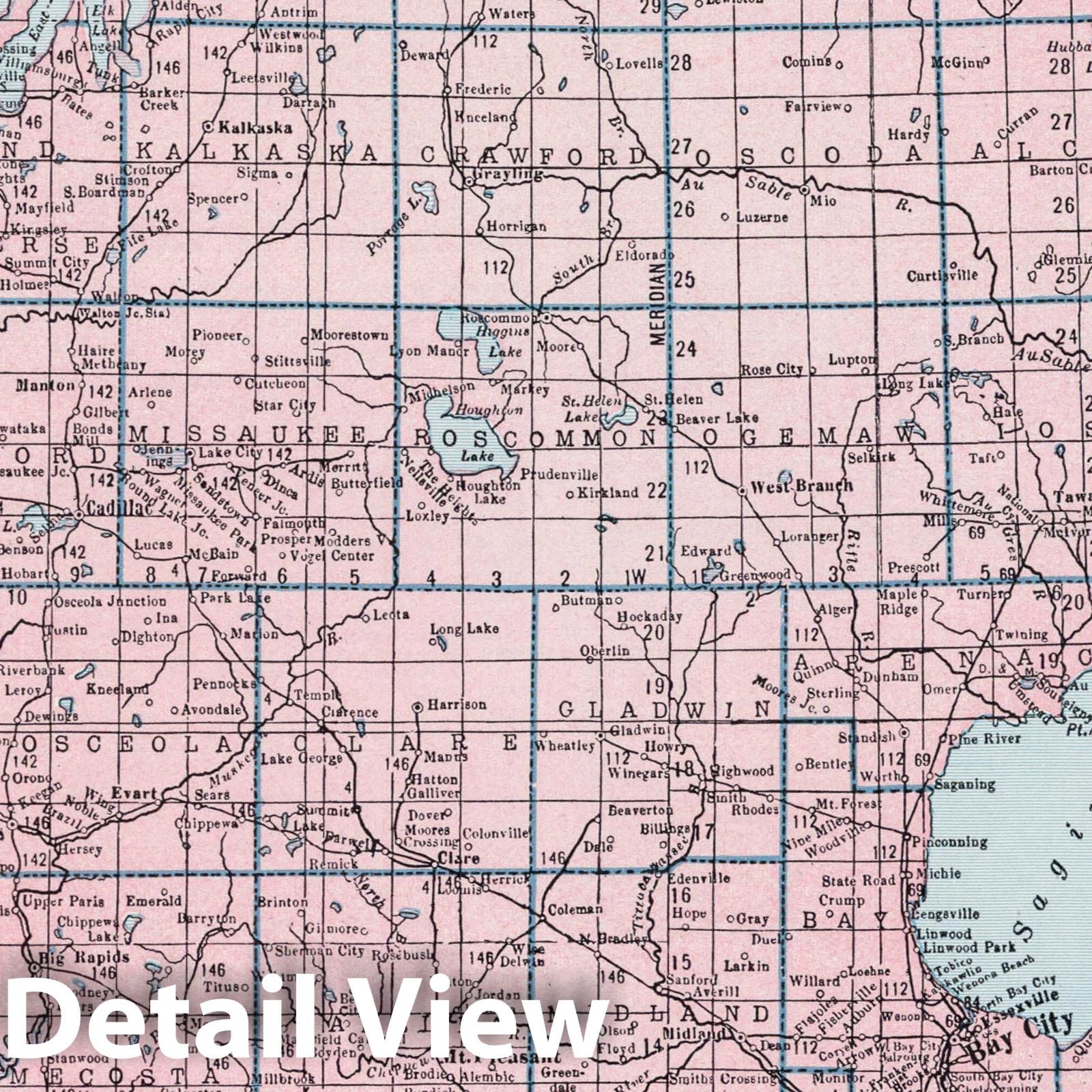 Michigan, Southern Part - Physical Map, 1948 - Historical Map Print