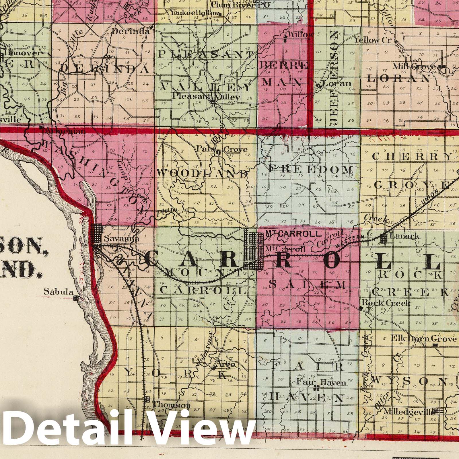 Jo Daviess, Stephenson, Carroll & Rock Island Counties, Illinois 1872 Historical Map Print