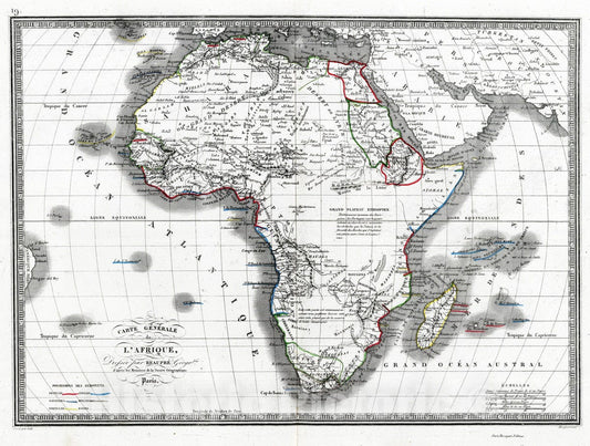 Historic Map : School Atlas - 1839 L'Afrique. - Vintage Wall Art
