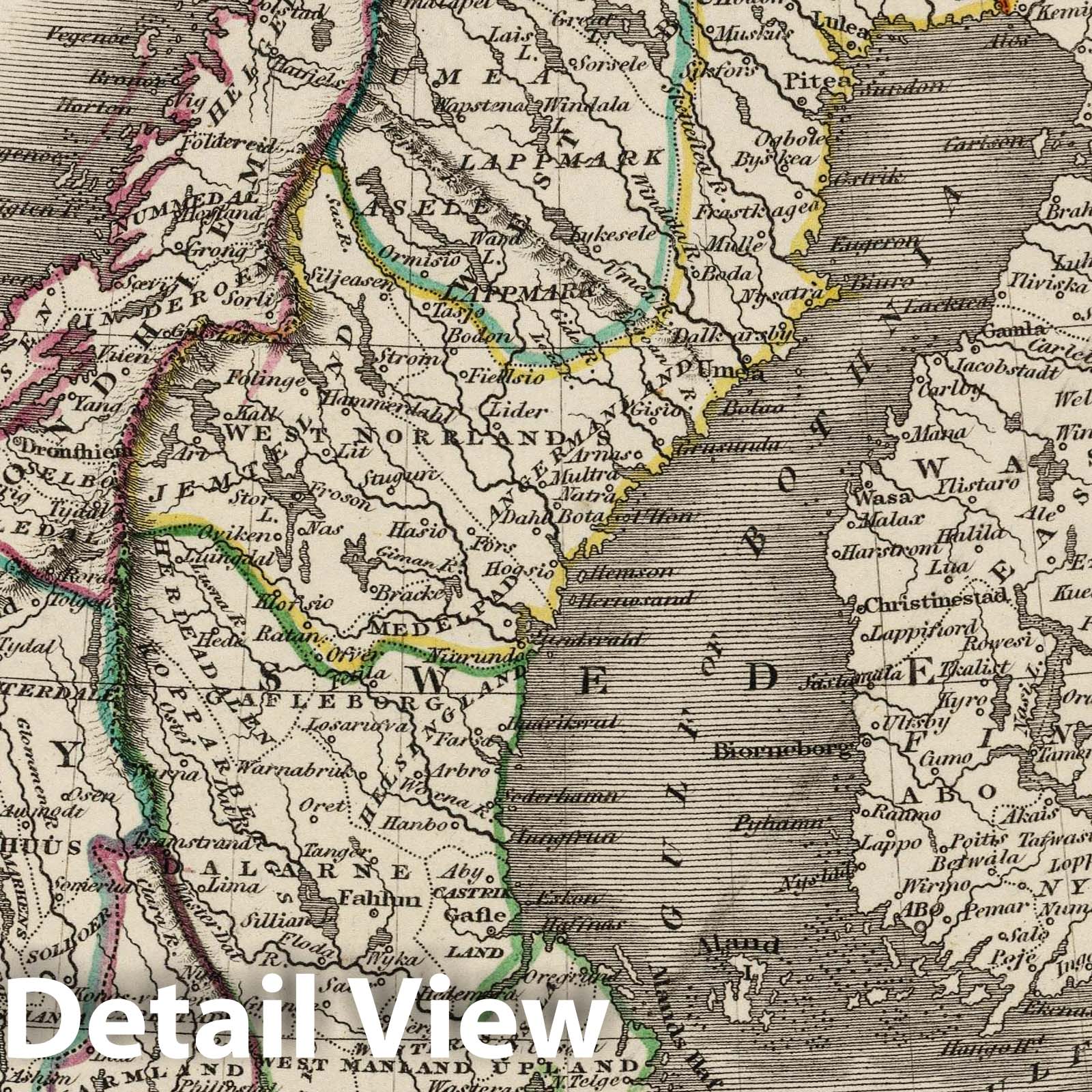Sweden, Norway, and Denmark - Boundary Map, 1824 - Historical Map Print
