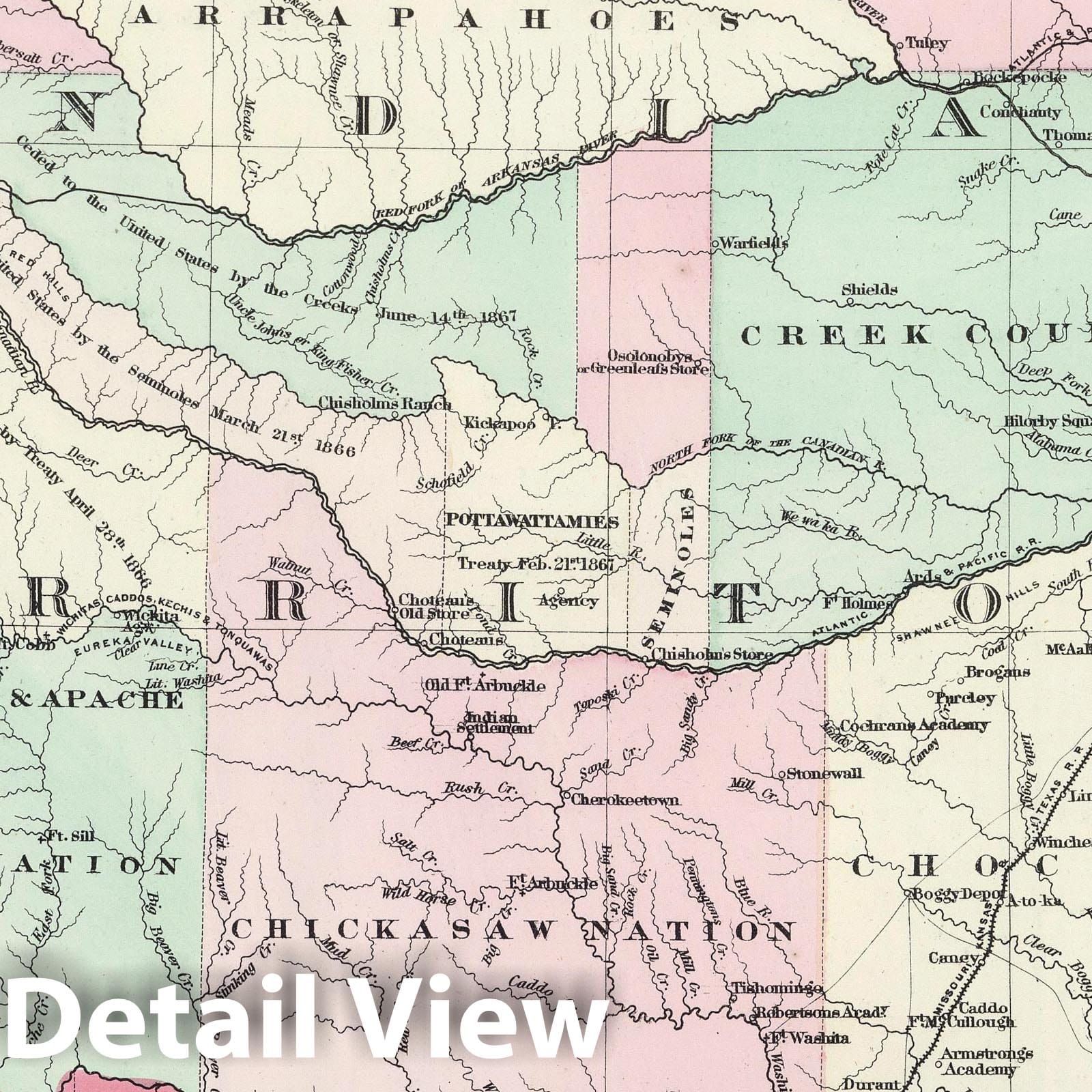 Indian Territory, 1874 - Historical Map Print