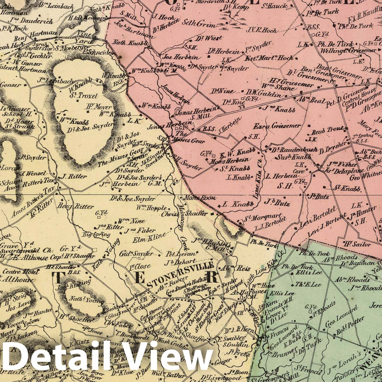 Oley, Exeter, and Amity Townships, Berks County, Pennsylvania - 1862 Property Map