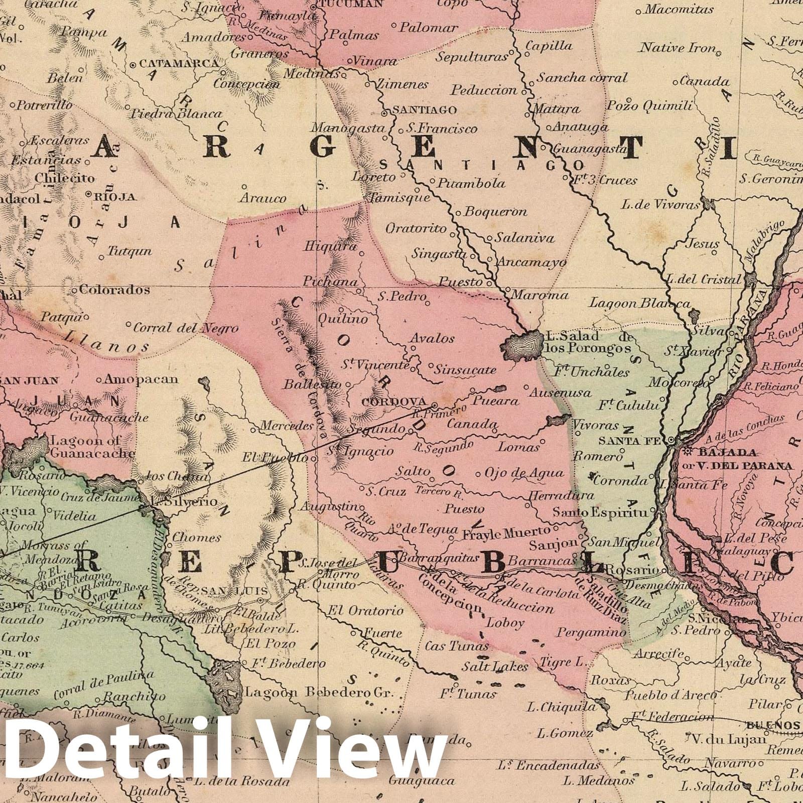 Argentina, Chile, Paraguay, and Uruguay - Boundary Map, 1866