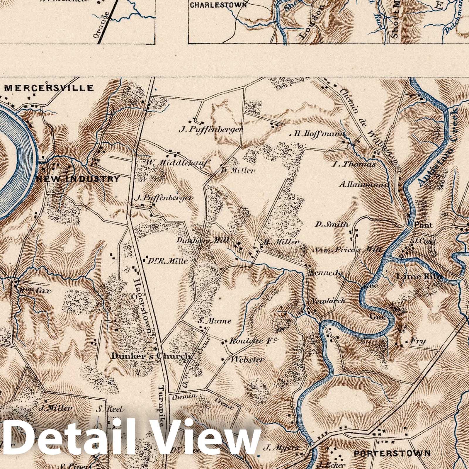 Civil War: Antietam, Cedar Mountain and Harpers Ferry - Military Map, 1875