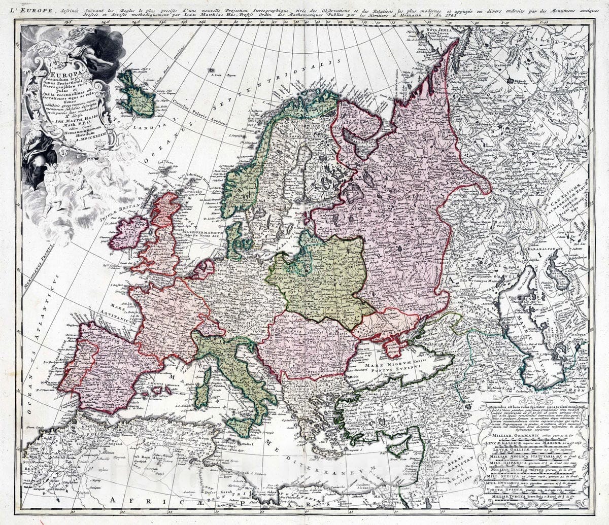 Historic Map : 1743 Europa. - Vintage Wall Art
