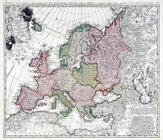 Historic Map : 1743 Europa. - Vintage Wall Art