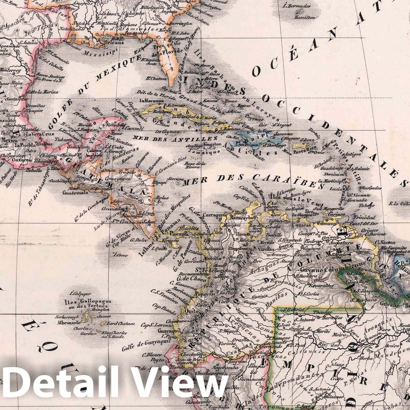 General Map of the Two Americas, 1833 - Historical Map Print