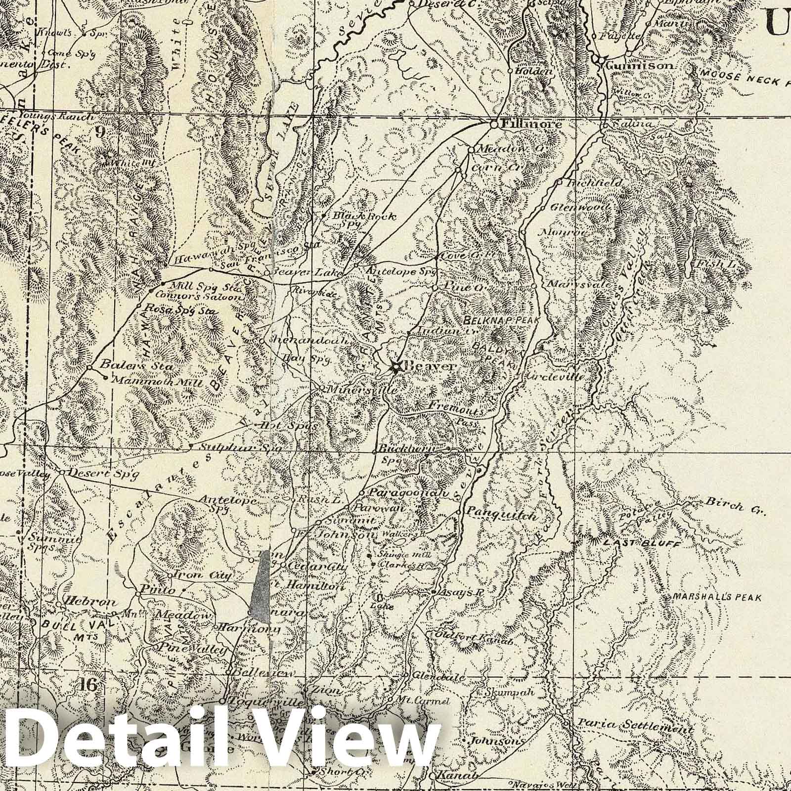 Wheeler Survey: Nevada, Utah, Arizona - Geologic Map, 1872