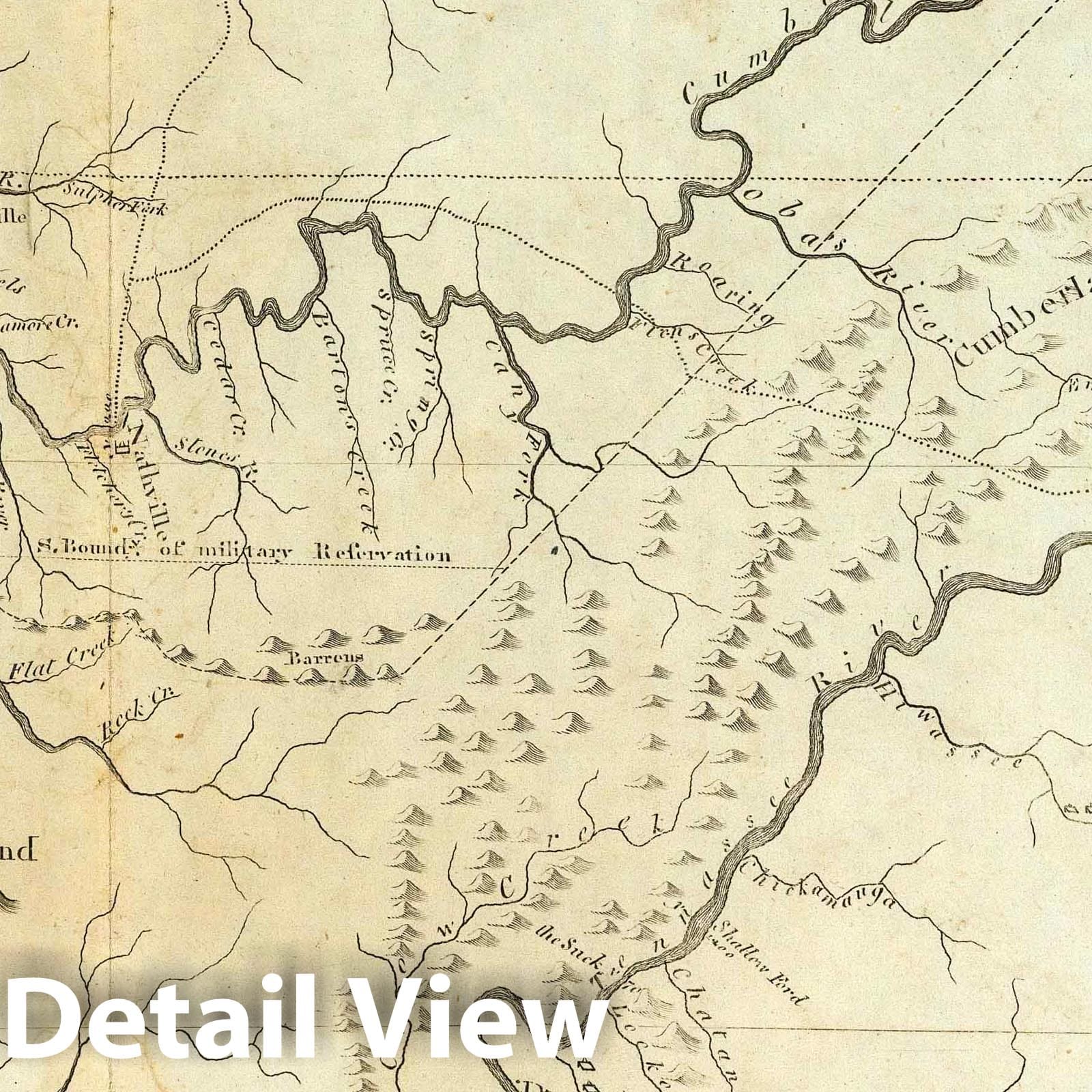 Tennessee - Nautical Chart, 1795 - Carey's American Atlas Historical Map Print