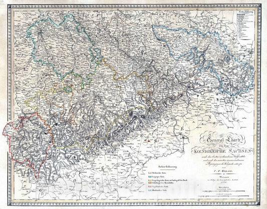 Historic Map : 1820 IX. Kingdoms of Saxony. - Vintage Wall Art