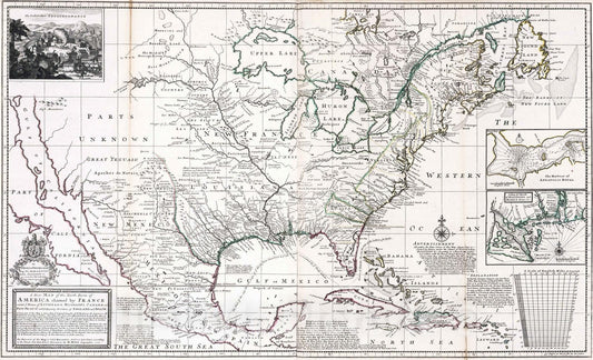 Historic Map : 1720 Parts of America Claimed by France. - Vintage Wall Art
