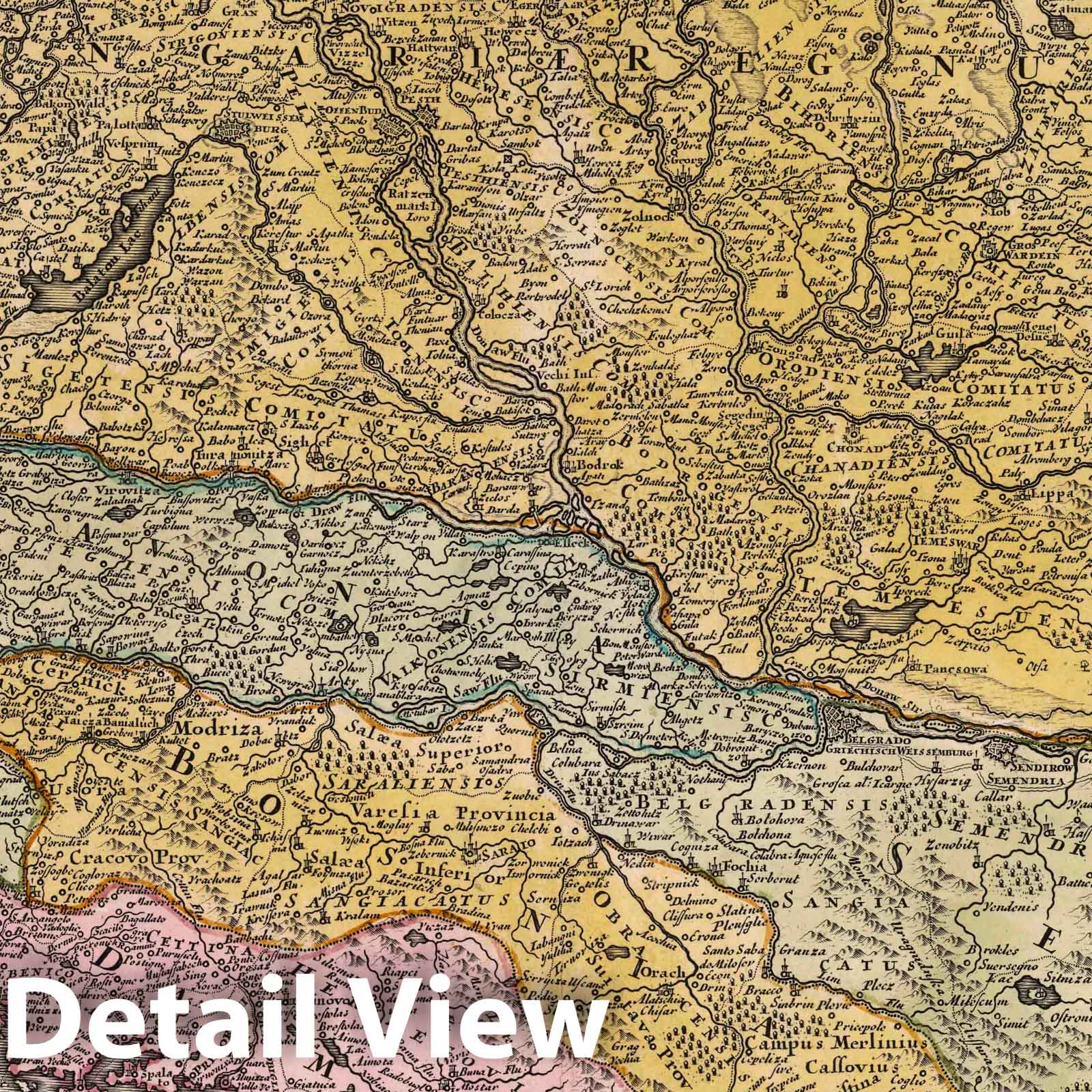 Middle Danube River, 1788 - Historical Map Print