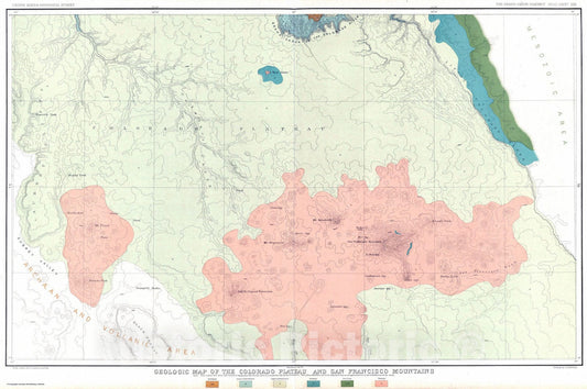 Historic Map : Geologic Atlas - 1882 Geologic Map Of The Colorado Plateau And San Francisco Mountains. - Vintage Wall Art