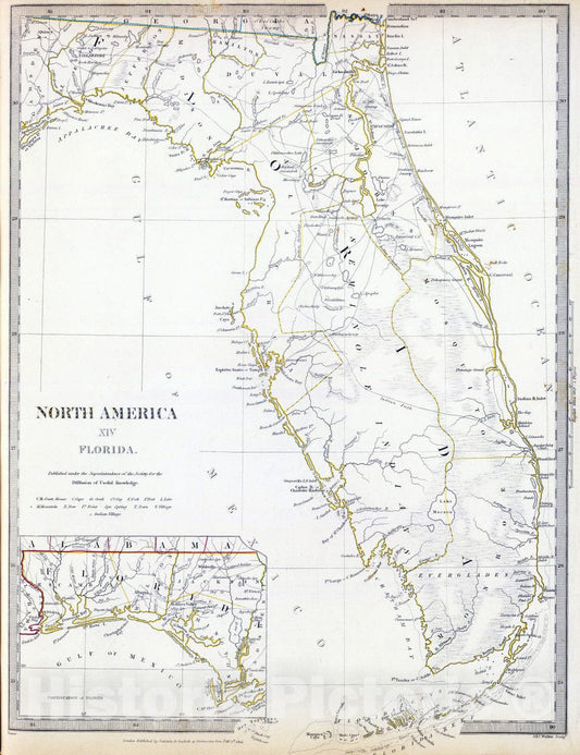 Historic Map : 1834 Florida. - Vintage Wall Art