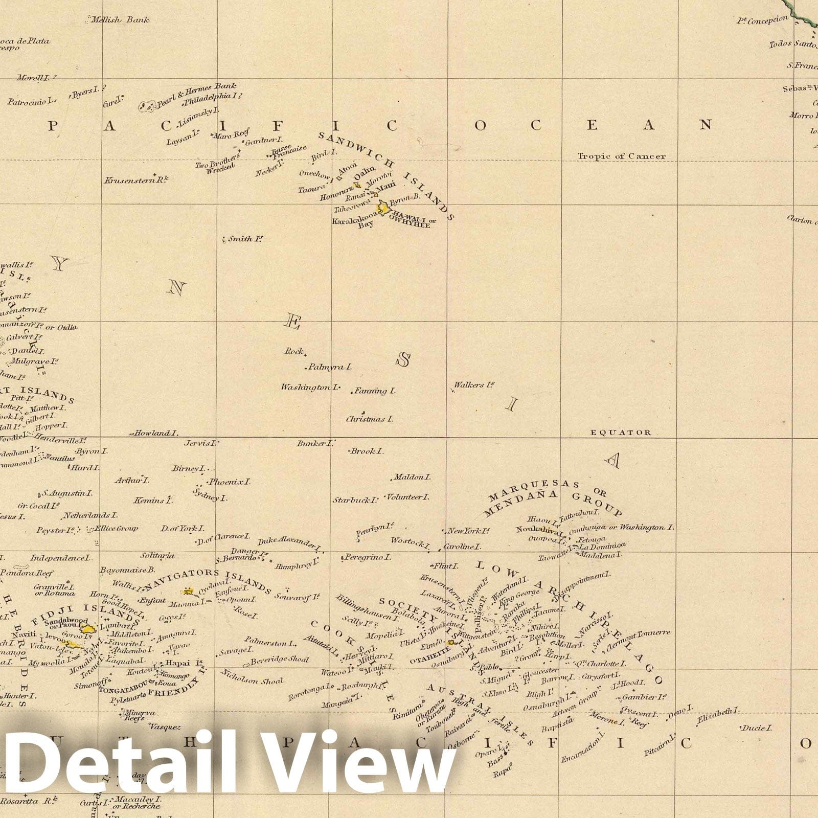 Pacific Ocean - Geologic Map, 1840 - Historical Map Reproduction