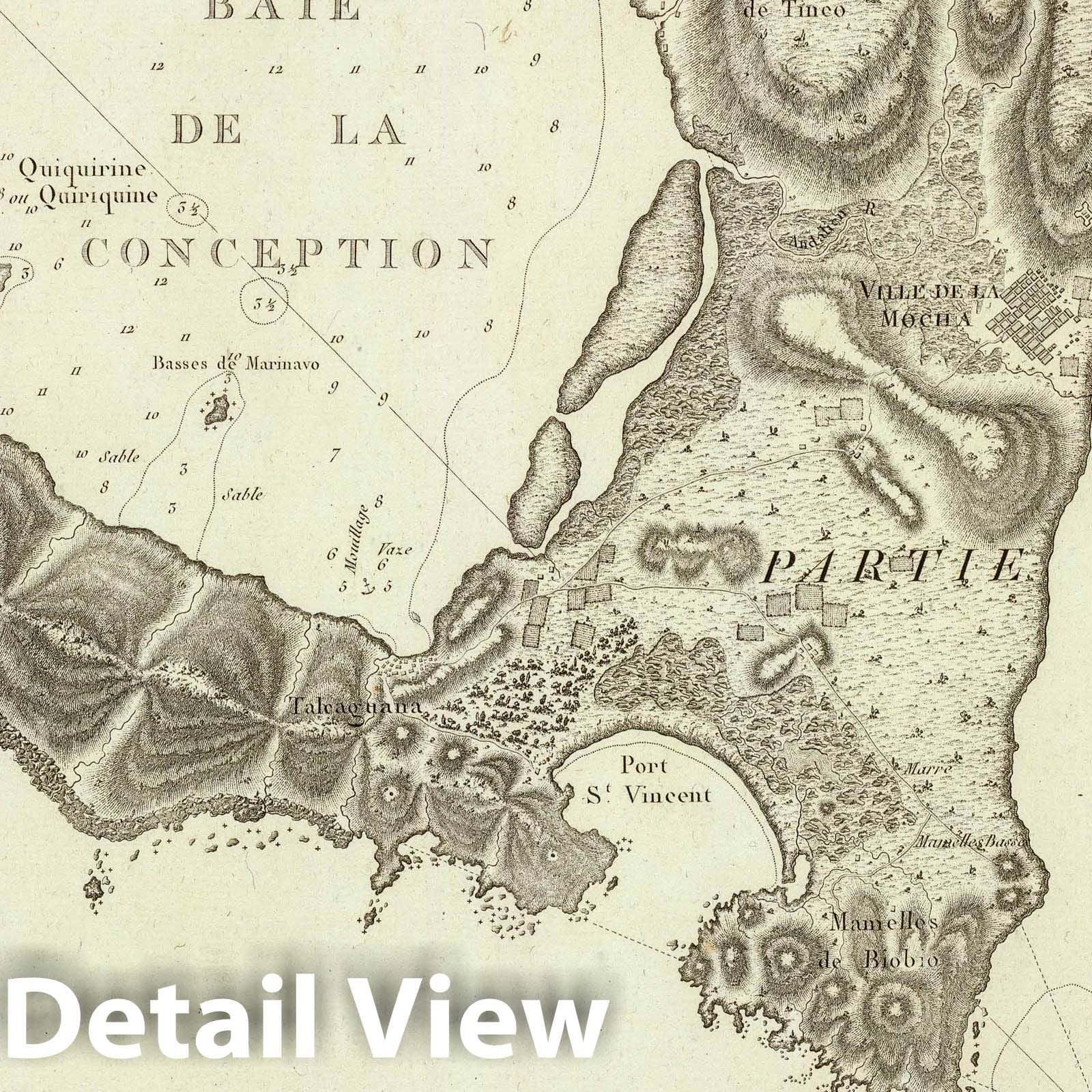 Conception Bay, Chile - Nautical Chart, 1797 - Historical Map Print
