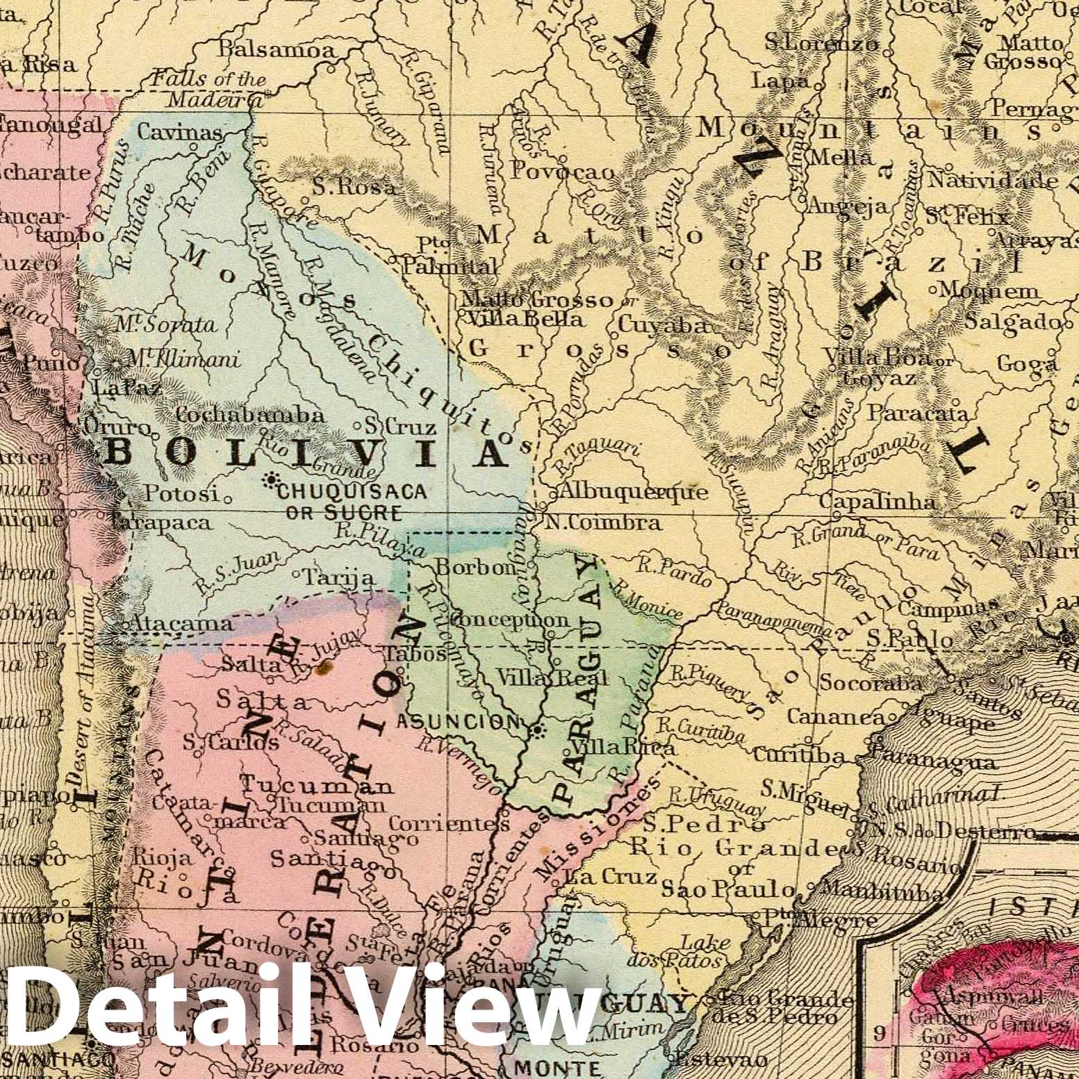 South America with Atrato Canal Routes - Railroad Map, 1870