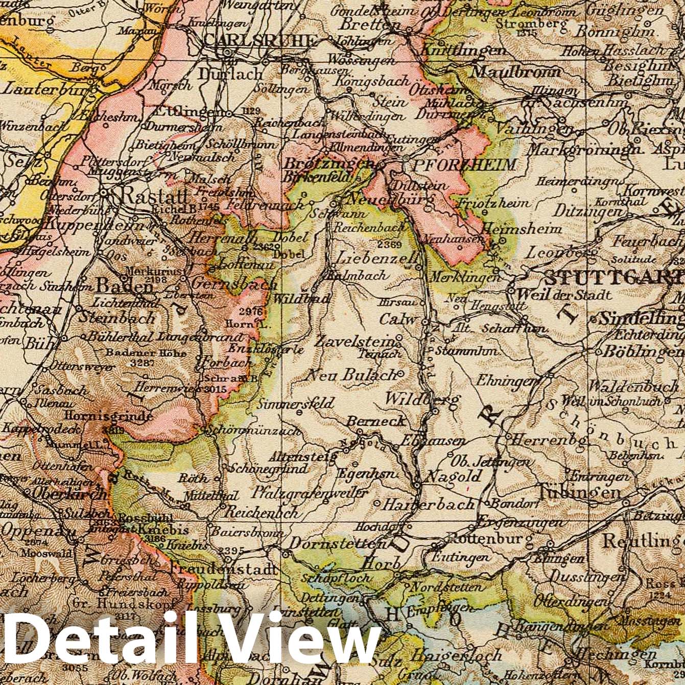 Grand-Duchy of Baden - Railroad Map, 1895 - Historical Map Print