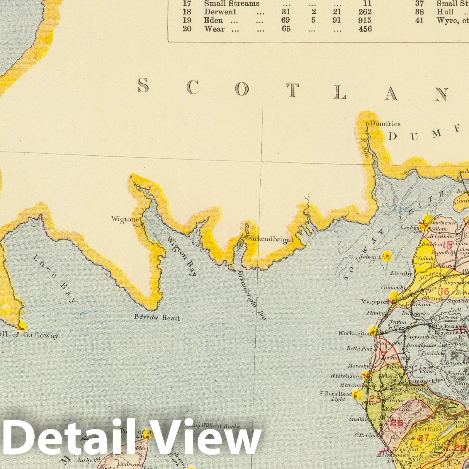 England and Wales Watershed Map, 1883 - Historical Map Print
