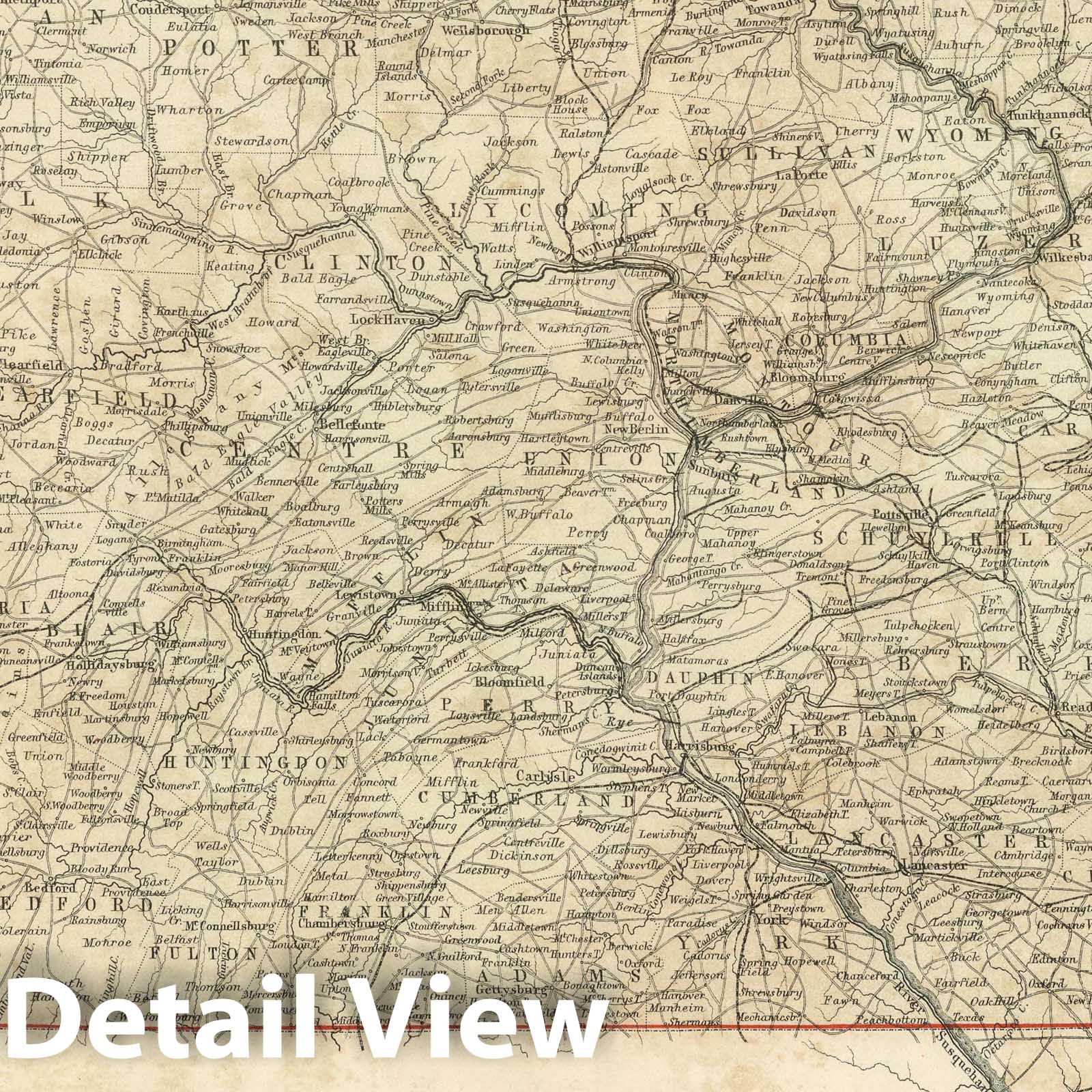 Pennsylvania and New Jersey, 1856 - Historical Map Print