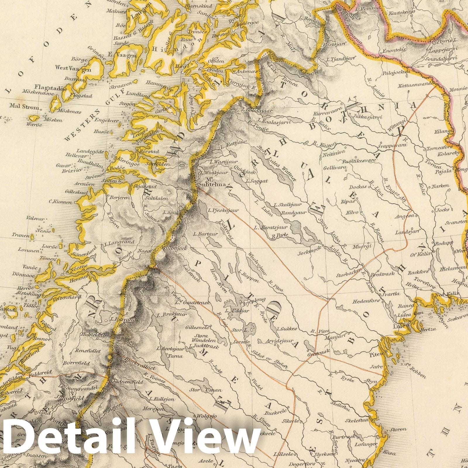 Northern Sweden and Frontier of Russia, 1847 - Historical Map Print
