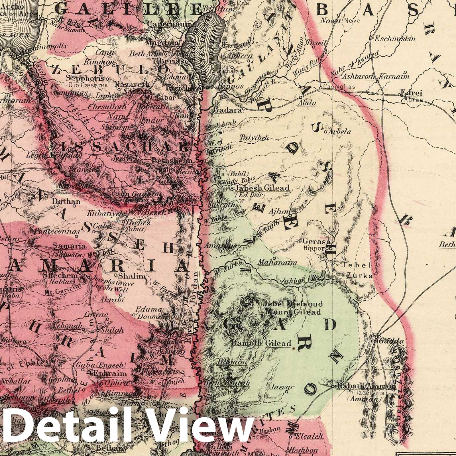 Palestine with Jerusalem and Damascus - 1865 Historical Map Print
