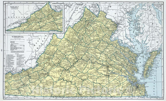 Historic Map : 1948 Virginia. - Vintage Wall Art