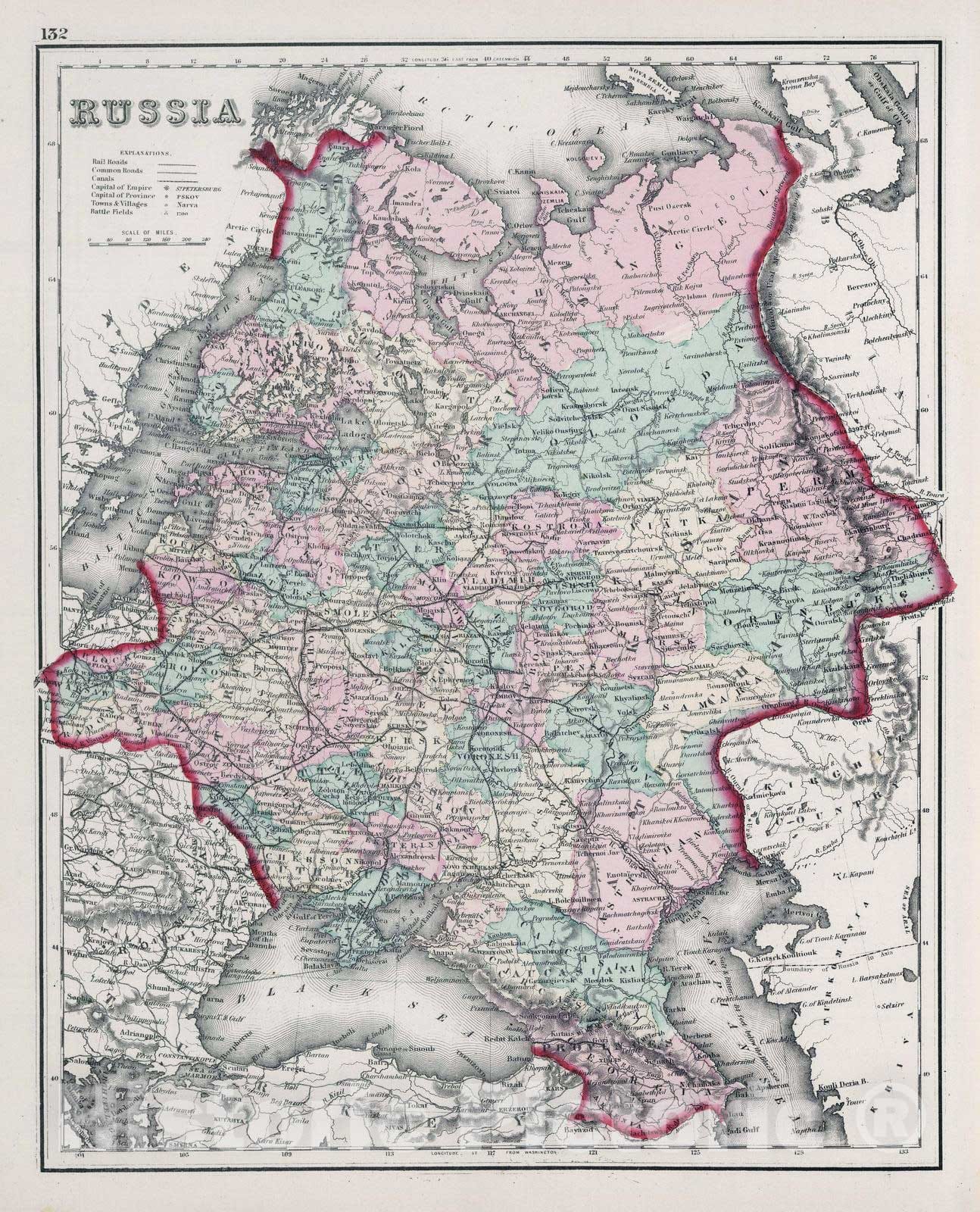 Historic Wall Map : 1878 Russia - Vintage Wall Art
