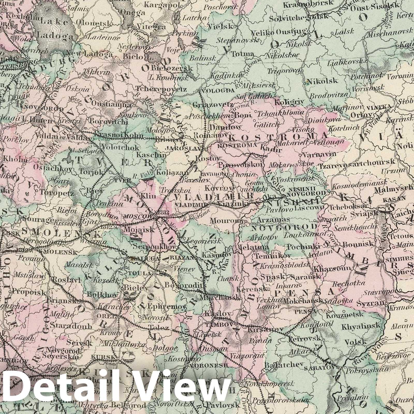 Russia, Belarus, Finland, Ukraine - Railroad Map, 1878