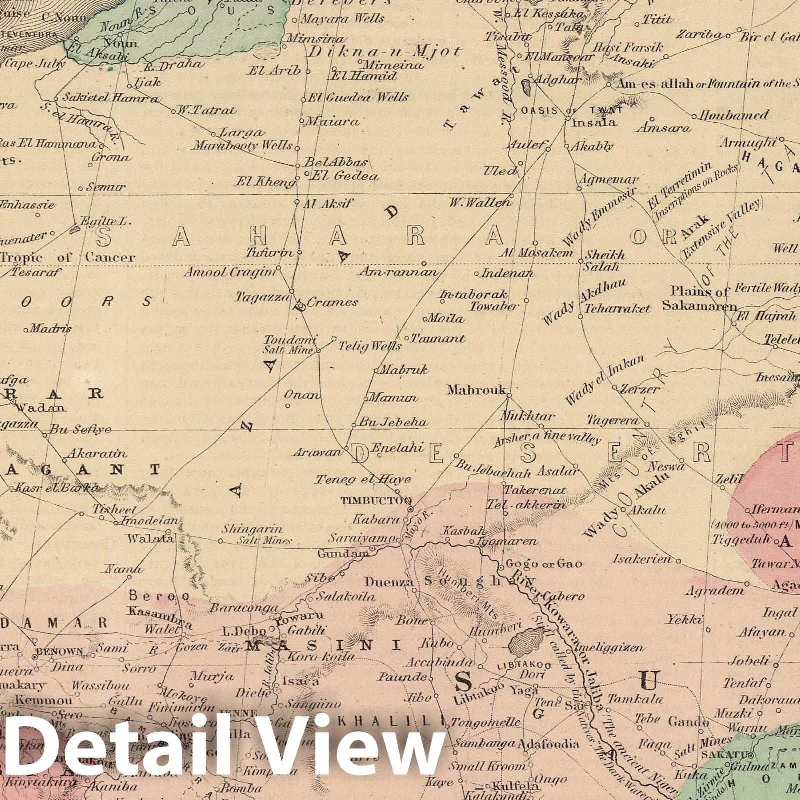 Northwestern Africa with Liberia - Boundary Map, 1866 - Historical Map Print