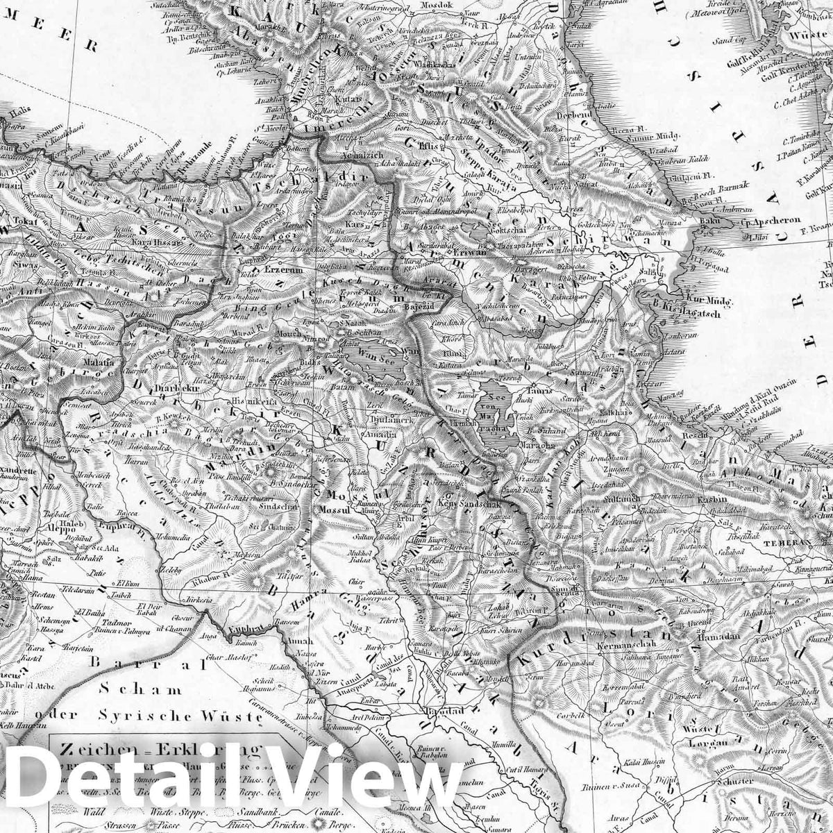 Ottoman Empire in Asia - Railroad Map, 1854 - Historical Map Reproduction