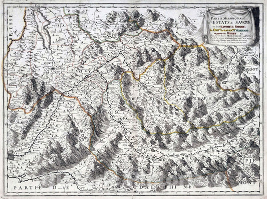 Historic Wall Map : 1696 Southern Savoy, France. - Vintage Wall Art