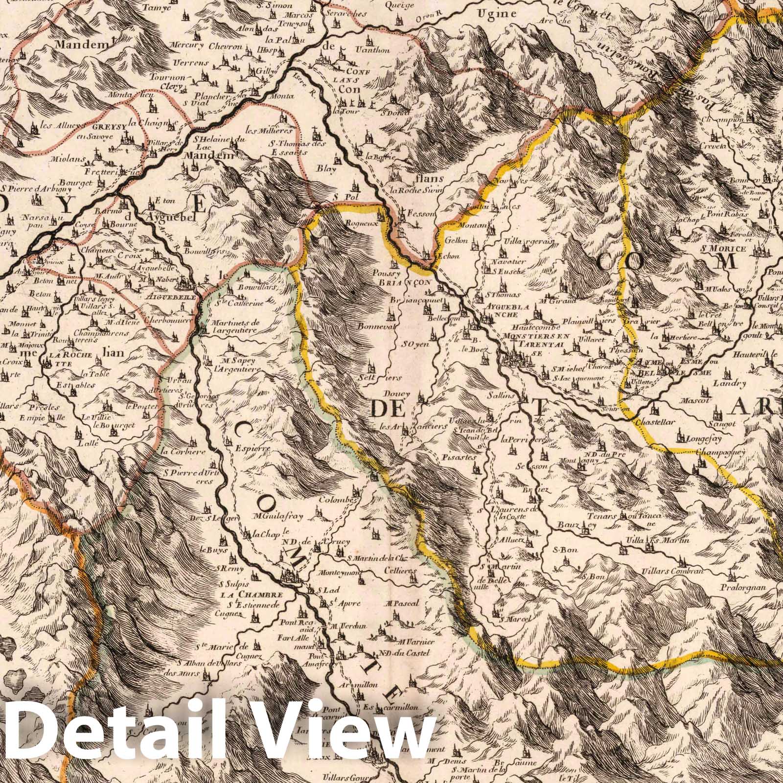 Southern Savoy, France 1696 Historical Map Print