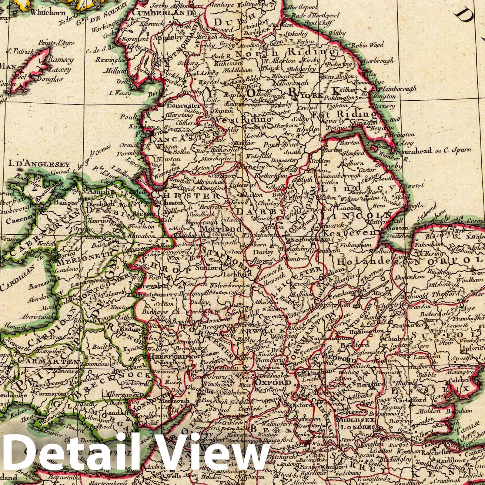 England and Wales - Boundary Map, 1771 - Historical Map Print