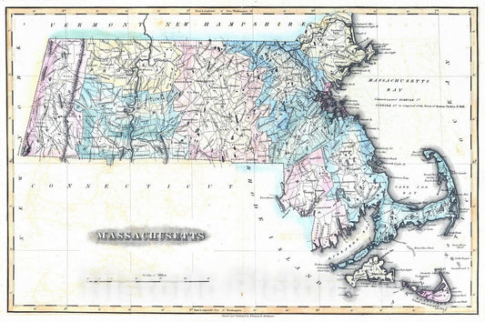 Historic Map : 1823 Massachusetts. - Vintage Wall Art