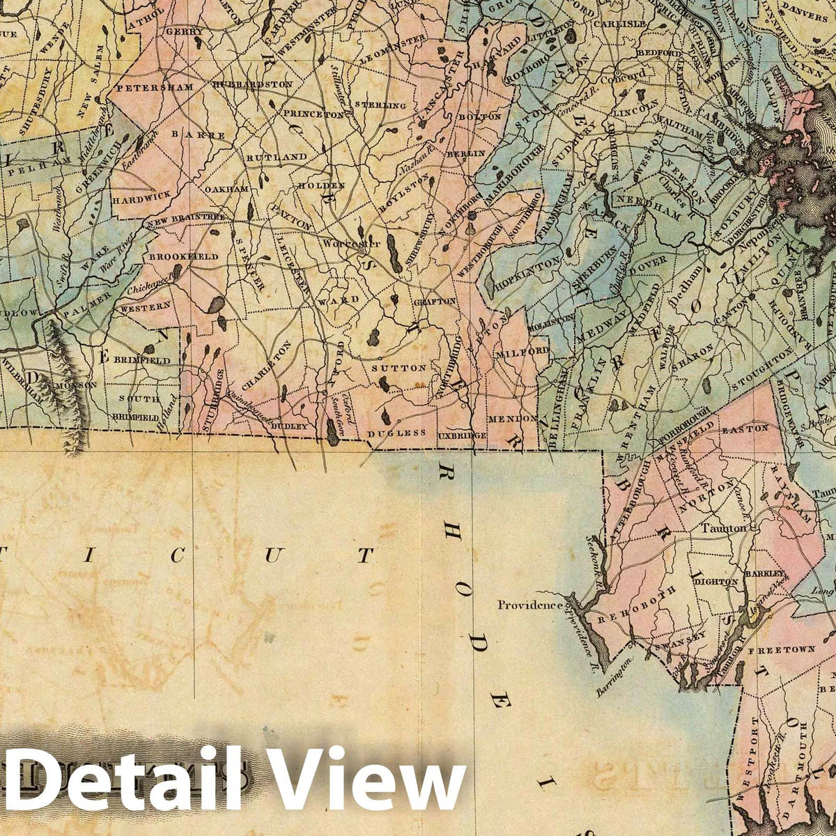 Massachusetts - River Map, 1823 - Historical Map Print