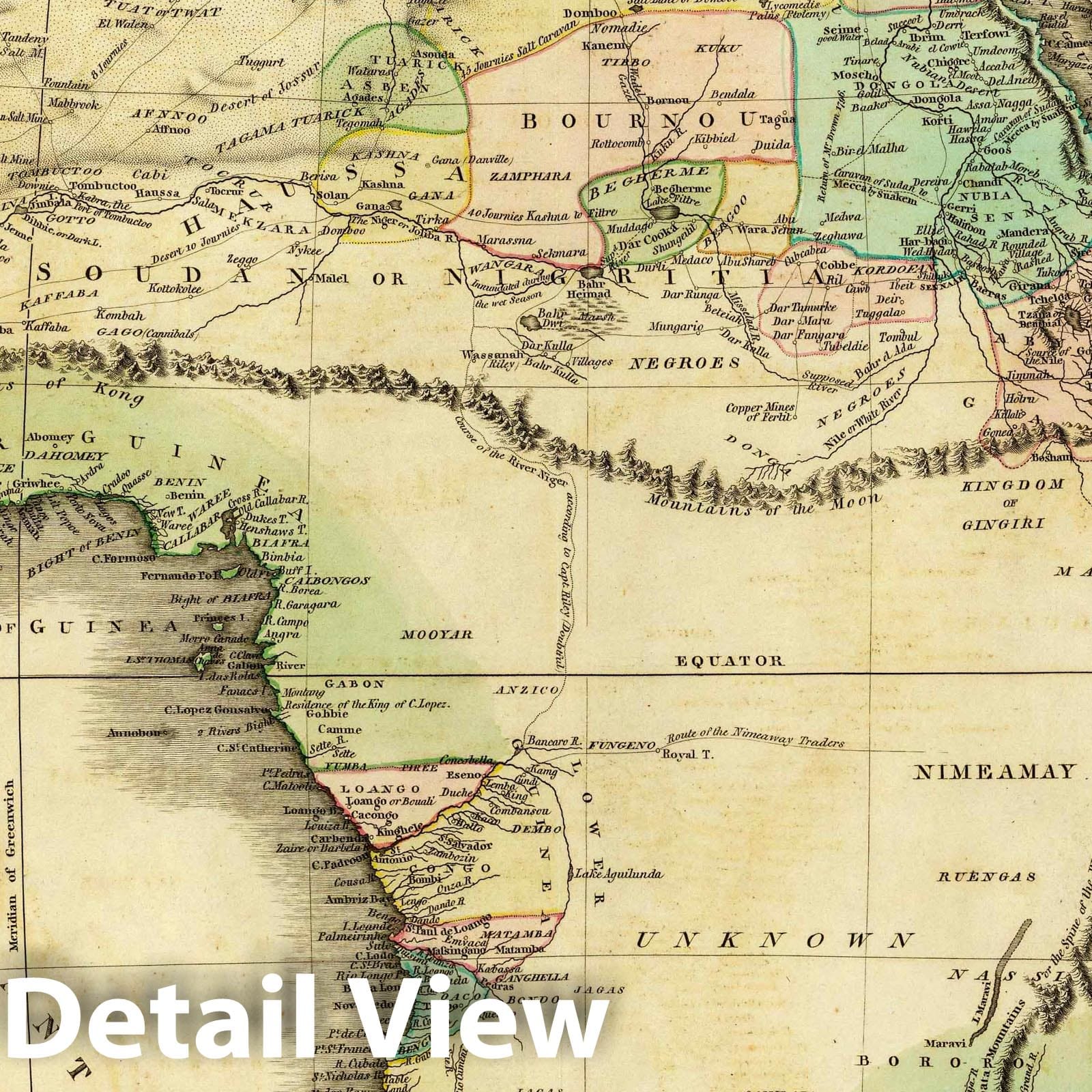 Africa, 1823 - Historical Map Print from Tanner's American Atlas