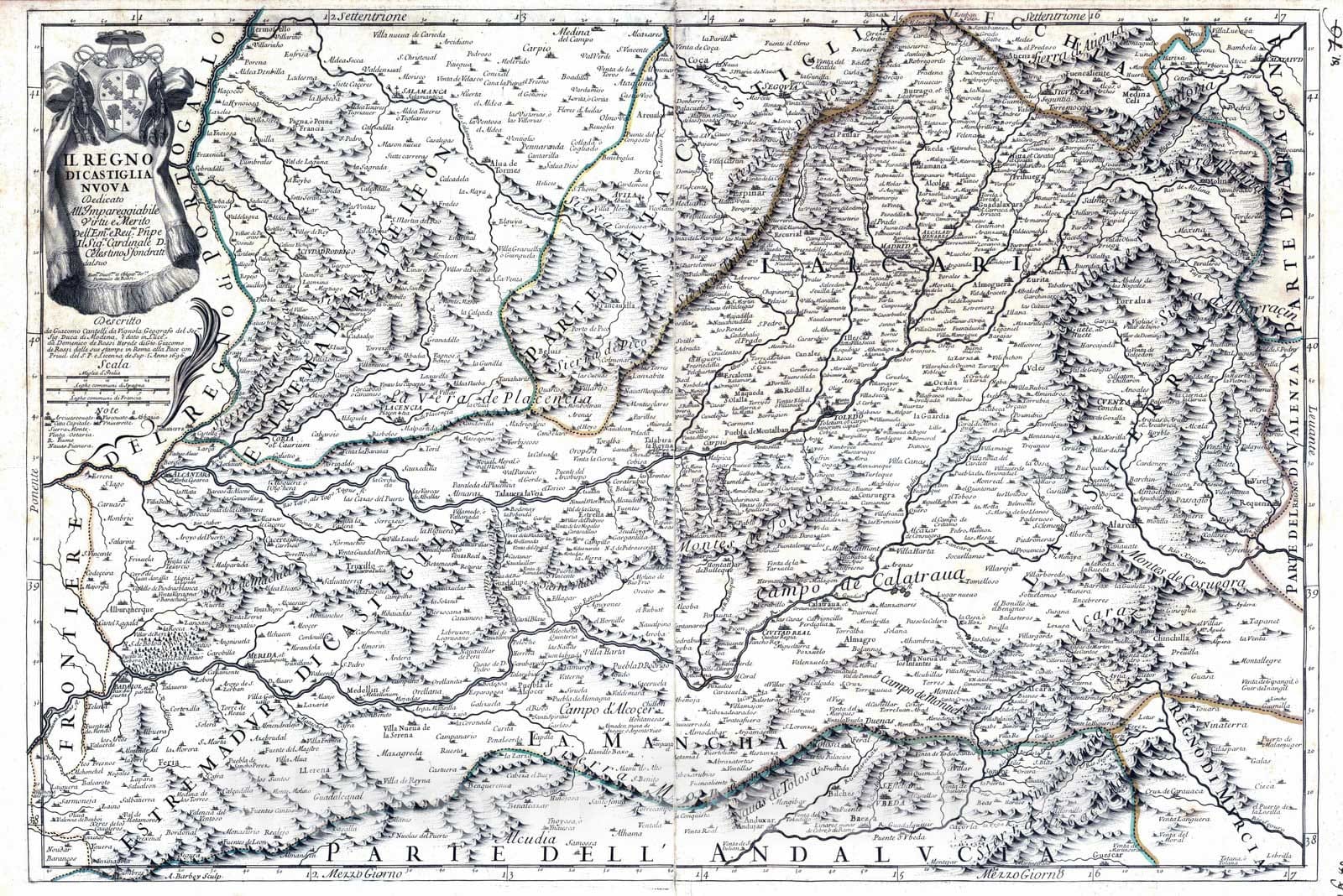 Historic Map : Spain, Iberian Peninsula, Europe 1696 Il Regno di Castiglia Nuova , Vintage Wall Art