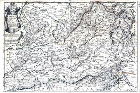 Historic Map : Spain, Iberian Peninsula, Europe 1696 Il Regno di Castiglia Nuova , Vintage Wall Art