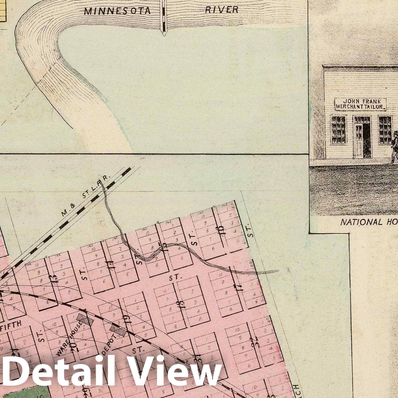 Chaska and Carver, Carver County, Minnesota 1874 Map Print