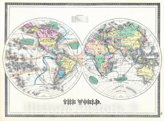 Historic Map : 1872 The world. - Vintage Wall Art