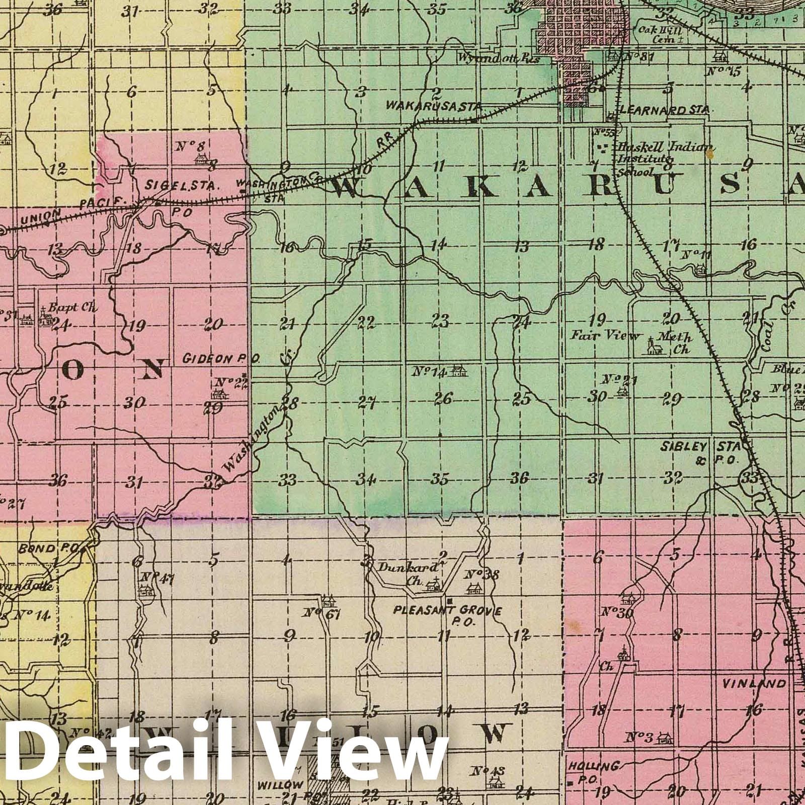Douglas County, Kansas - Military Map, 1887 - Historical Atlas Print