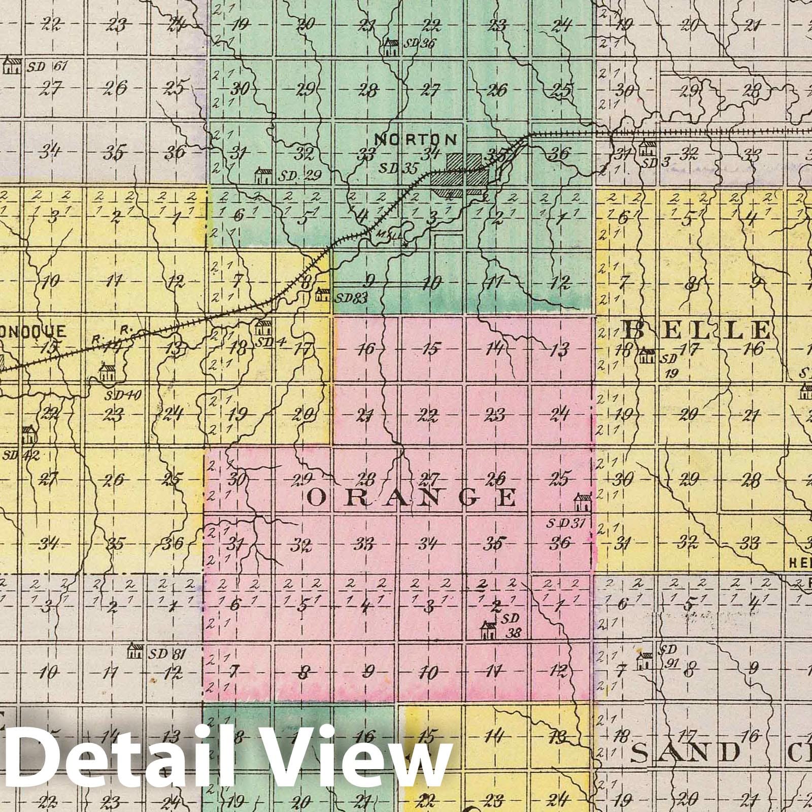 Norton County Kansas 1887 Historical Map Print