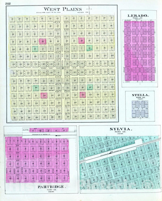 Historic Map : 1887 West Plains, Lerado, Stella, Partridge, Sylvia. - Vintage Wall Art