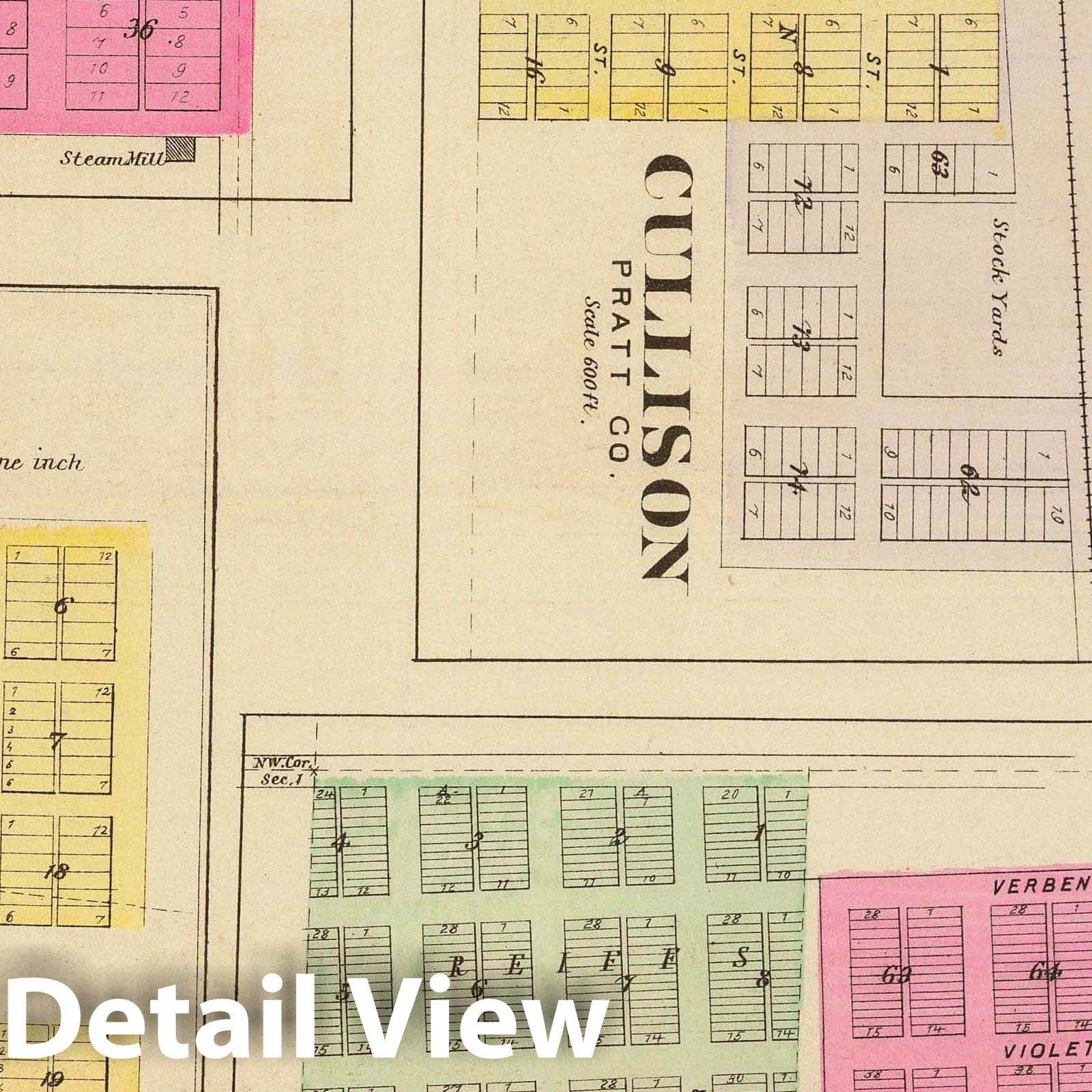 Cullison, Saratoga, Iuka, and Brenham, Kansas - Military Map, 1887