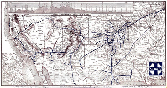 Historic Map : Mexico, U.S. Mid West, 1904 Santa Fe. , Vintage Wall Art
