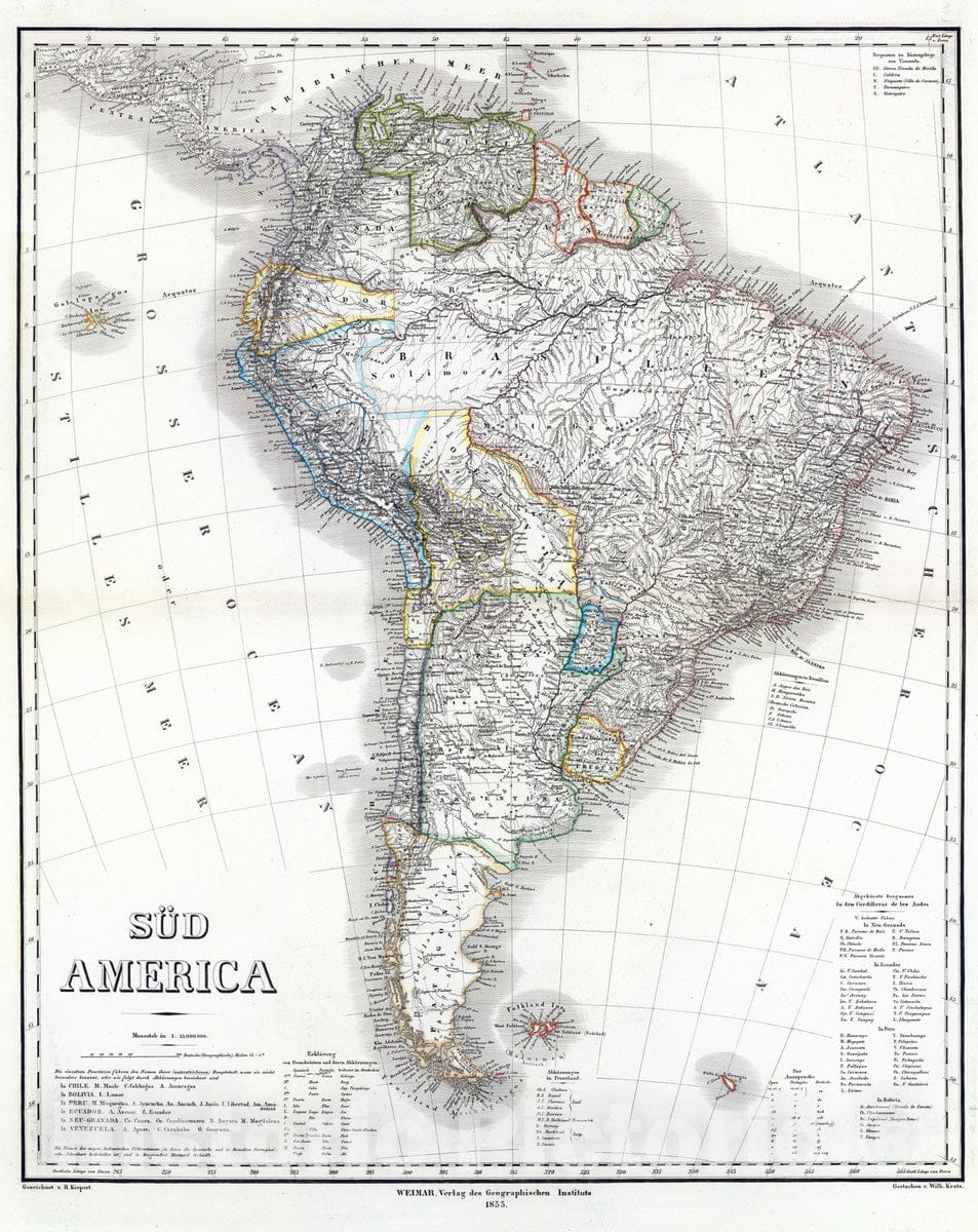 Historic Map : 1855 Sud America. - Vintage Wall Art