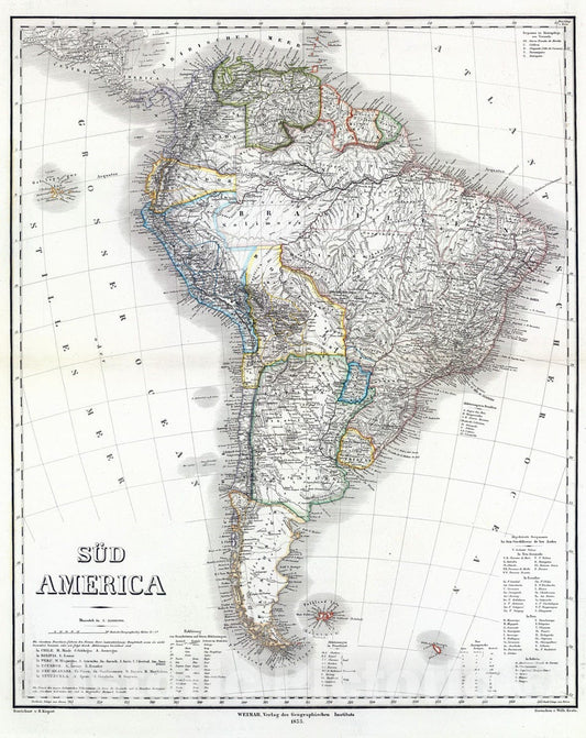 Historic Map : 1855 Sud America. - Vintage Wall Art