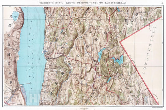 Historic Map : City Atlas - 1891 Westchester Co, Irvington-state line. - Vintage Wall Art