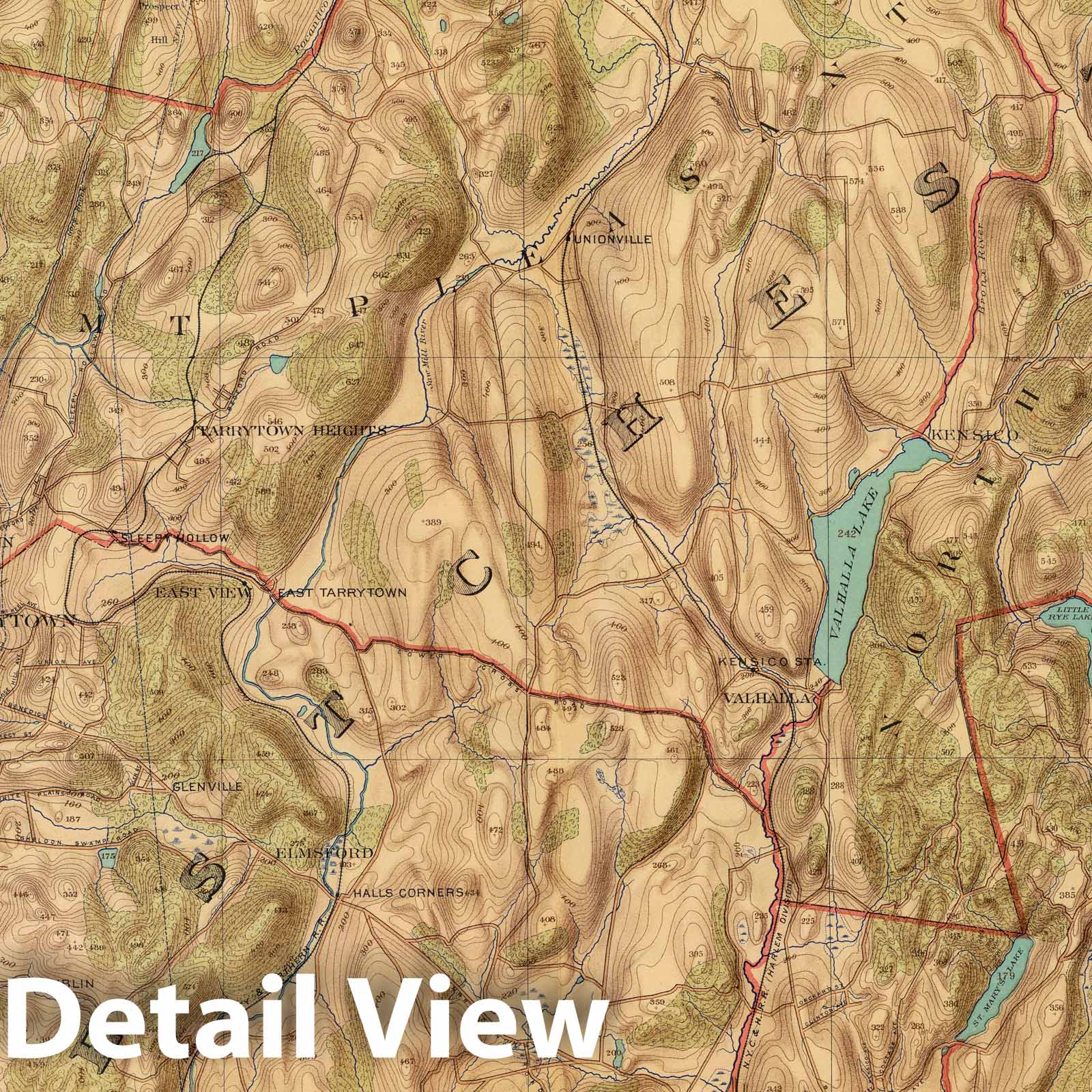 Historic Map : City Atlas - 1891 Westchester Co, Irvington-state line. - Vintage Wall Art